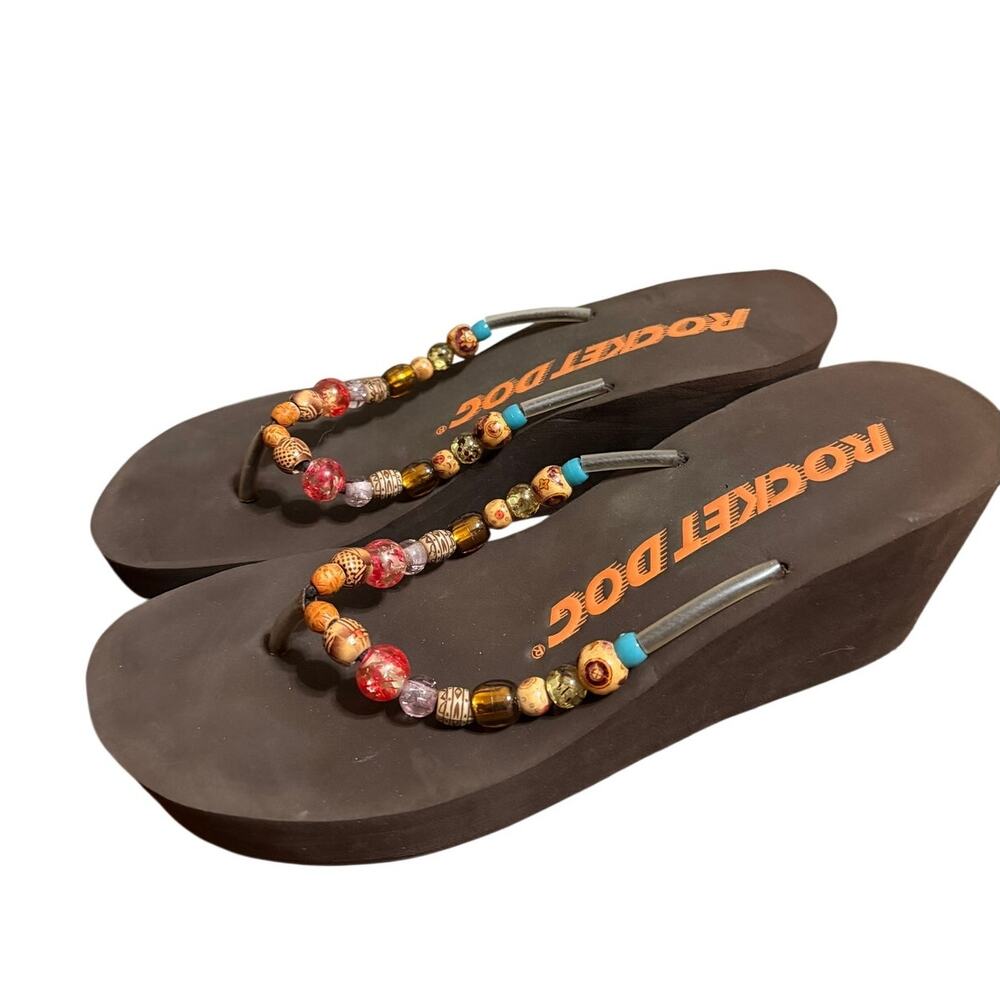 Brown Rocket Dog Platform Flip Flop Wedges Size 10